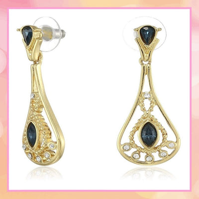 Gold Plated Blue chandelier Dangle Earrings