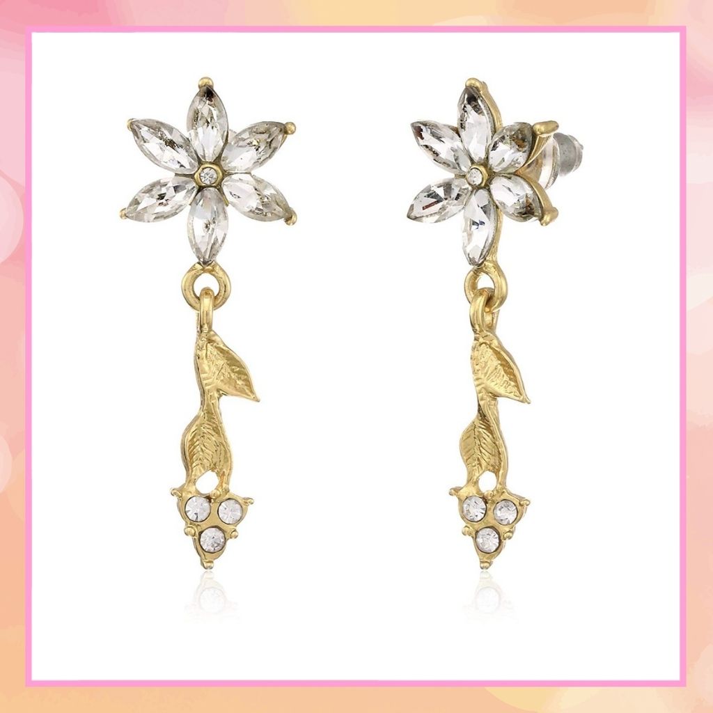 Estele Gold Plated Pink Star Dangle Earrings for women