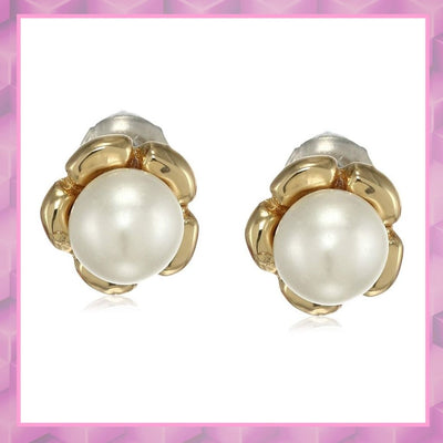 Estele   Gold Plated Pearl flower Stud Earrings    for women