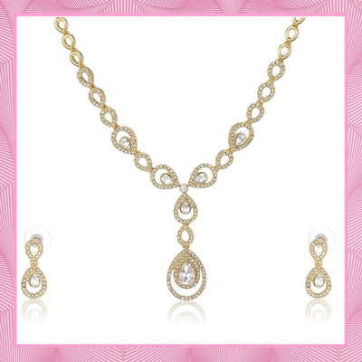 Estele 24 CT gold plated Loop in loop Ad Necklace set for Women