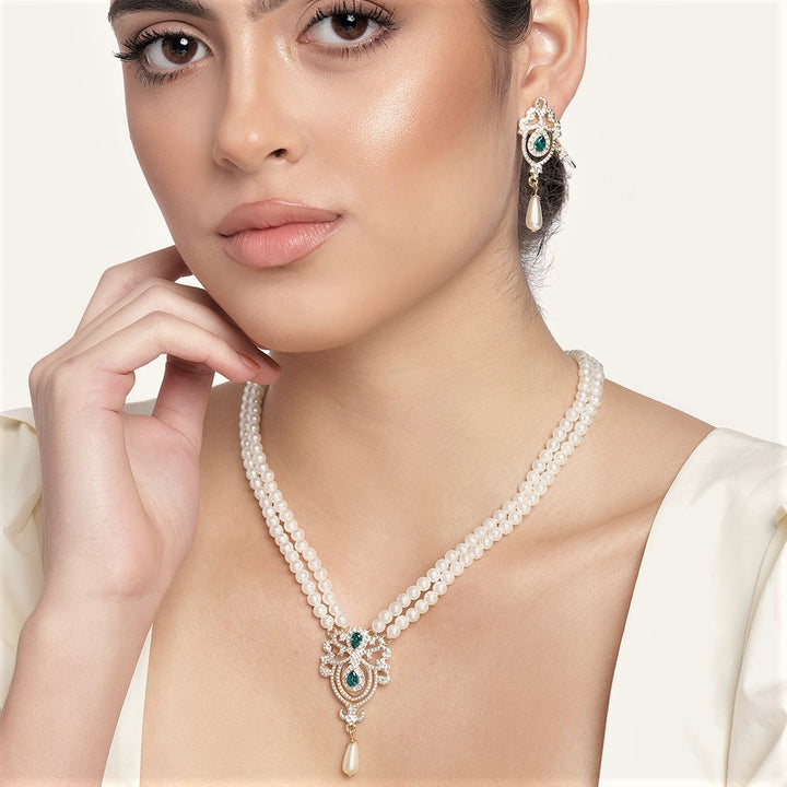 Estele - 24 KT Gold plated Traditional Necklace Set with for Women