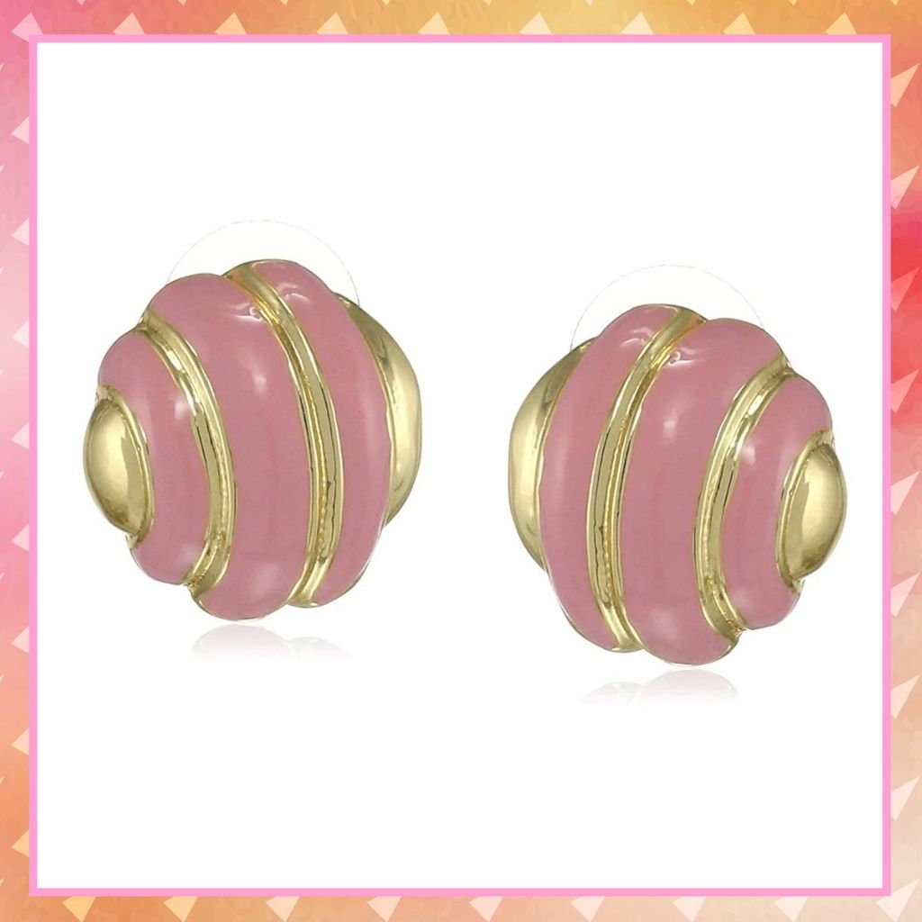 Estele Circular alternate pink and gold plated stud earrings for women