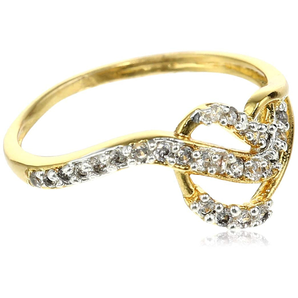 Estele gold plated latest designer finger ring with american diamonds for women( non adjustble)