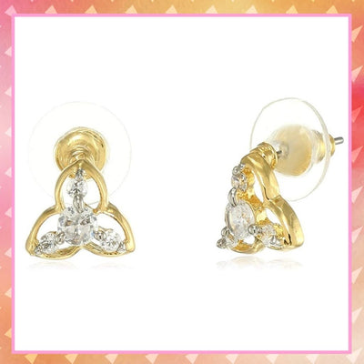 Estele  Gold Plated American Diamond 3 Petal Baguette Stud Earrings   for women