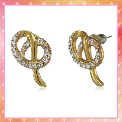 Estele Gold and Silver Plated Pretzel Stud Earrings For Women