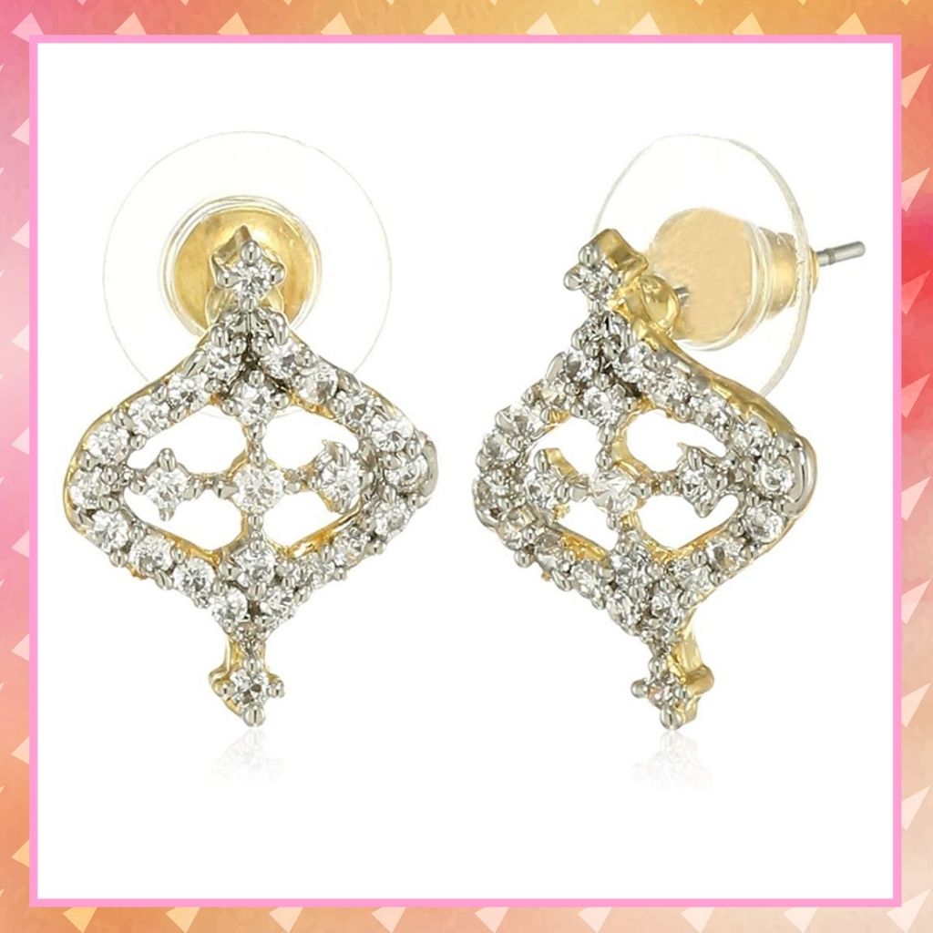 Estele  Gold Plated American Diamond Oscillation Stud Earrings for women