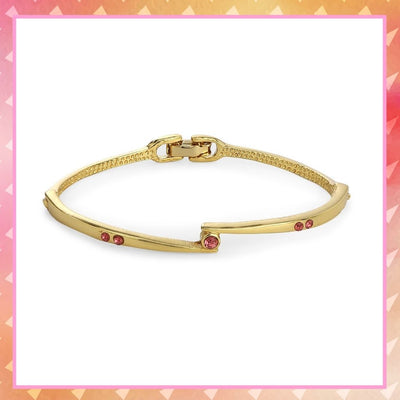 Gold Tone Plated Pink Stone Bangle Bracelet