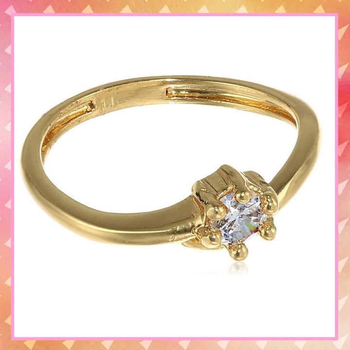 Estele white american diamond on gold plated ring for women (non adjustble)