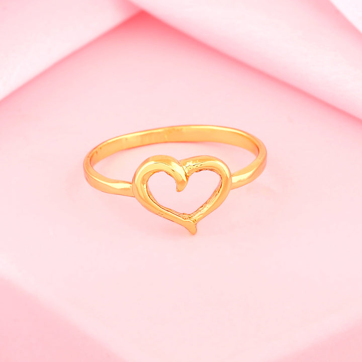 Estele Gold Plated Heart Shaped Finger Ring for Women
