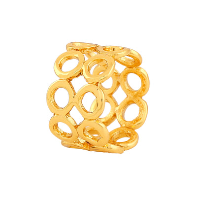 Estele Gold Plated Mesh Designer Finger Ring for Women