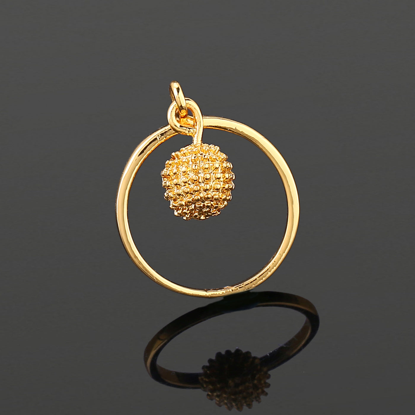 Estele Gold Plated Textured Drop Finger Ring for Women