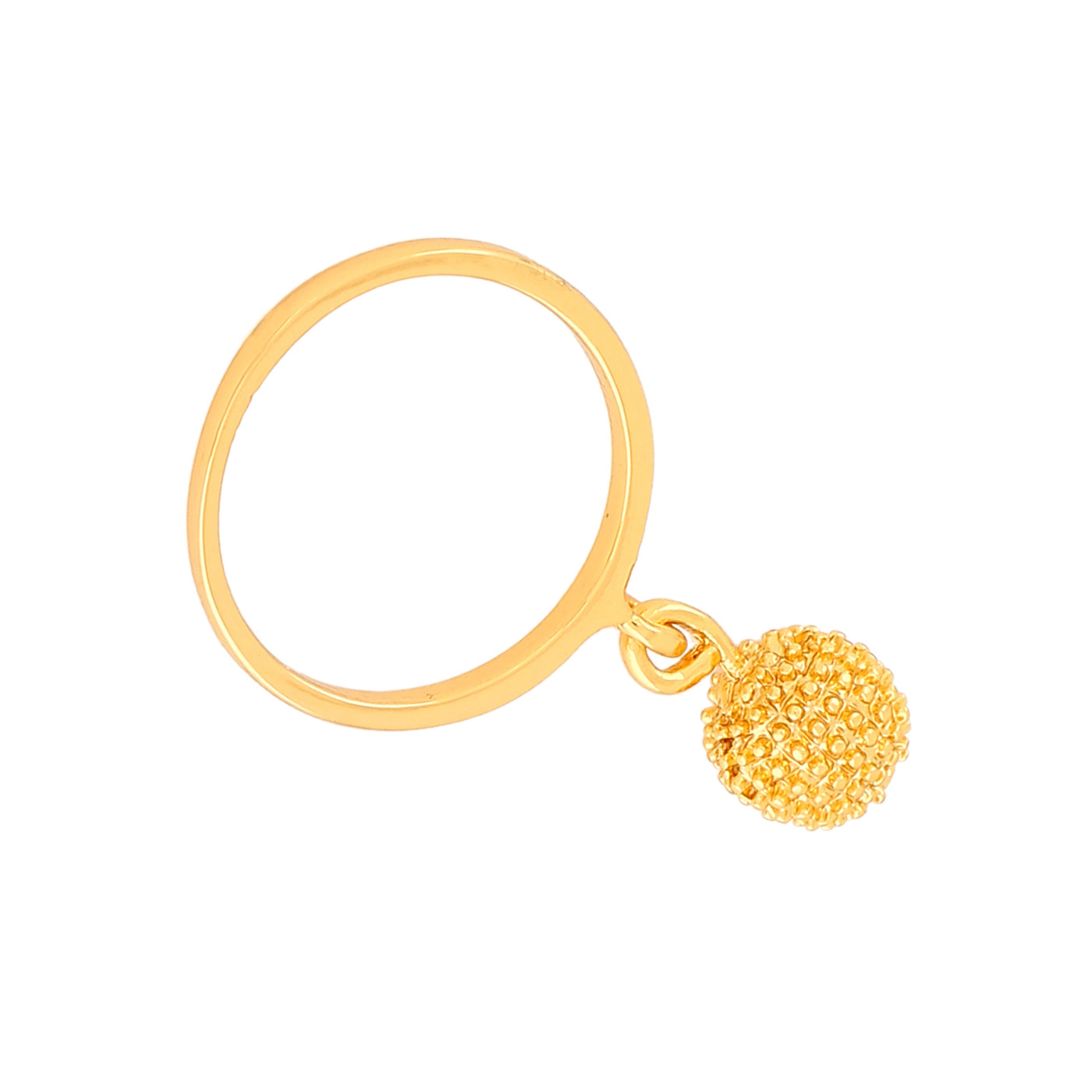 Estele Gold Plated Textured Drop Finger Ring for Women