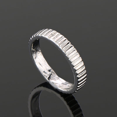 Estele Rhodium Plated Classic Textured Finger Ring for Women