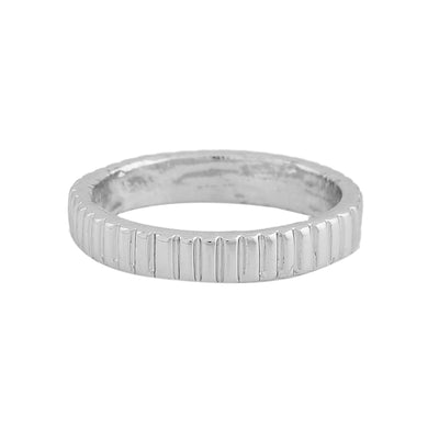 Estele Rhodium Plated Classic Textured Finger Ring for Women