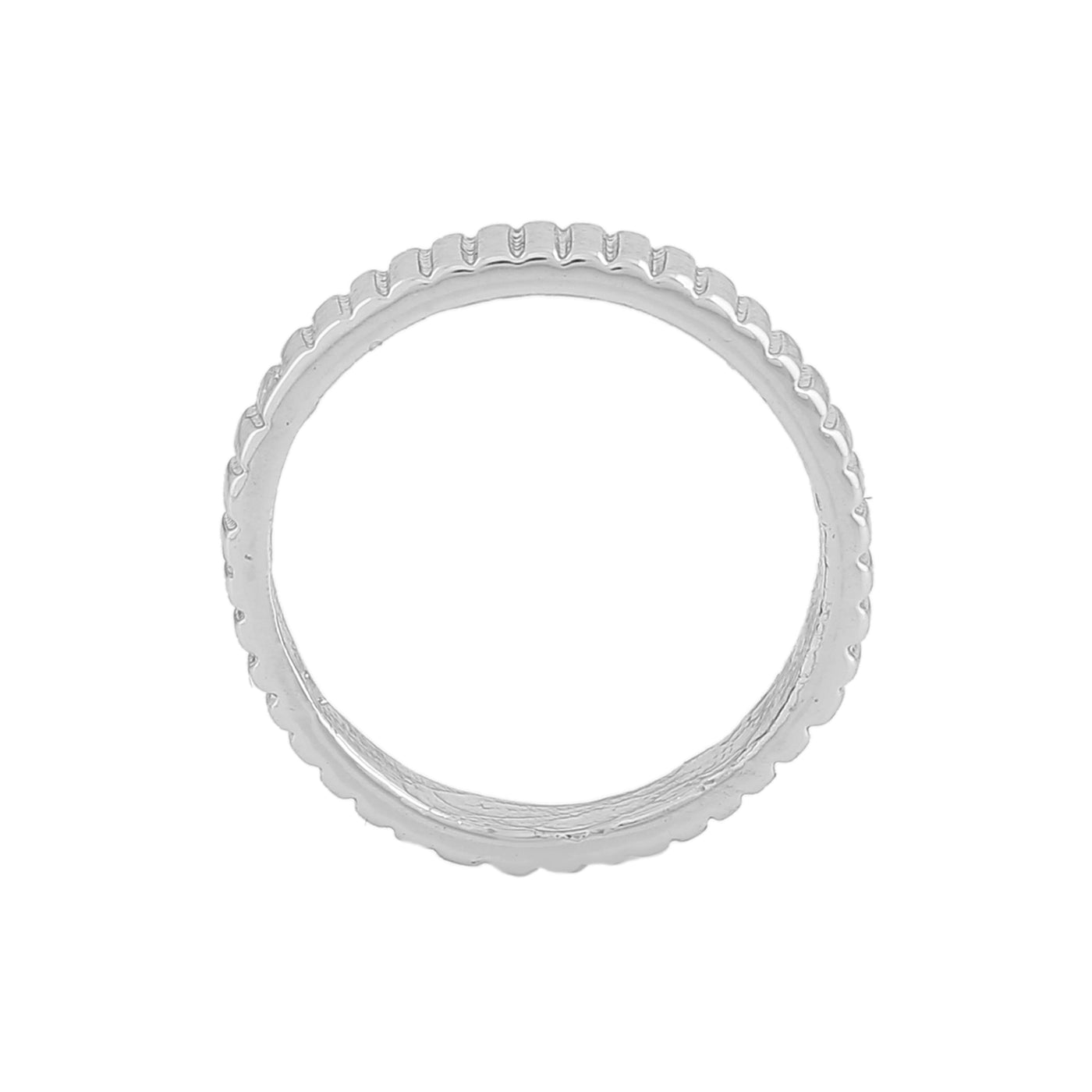 Estele Rhodium Plated Classic Textured Finger Ring for Women
