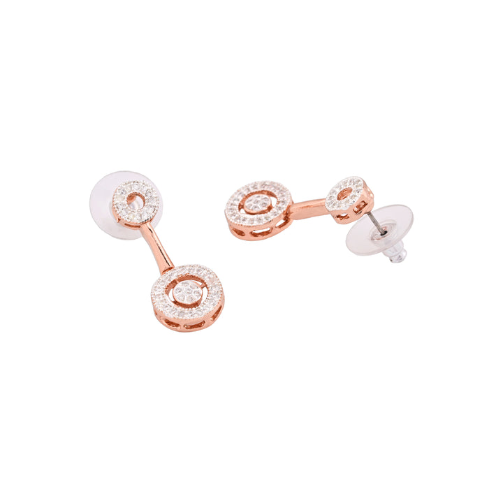 Estele Rose Gold Plated CZ Geometric Designer Necklace Set for Women