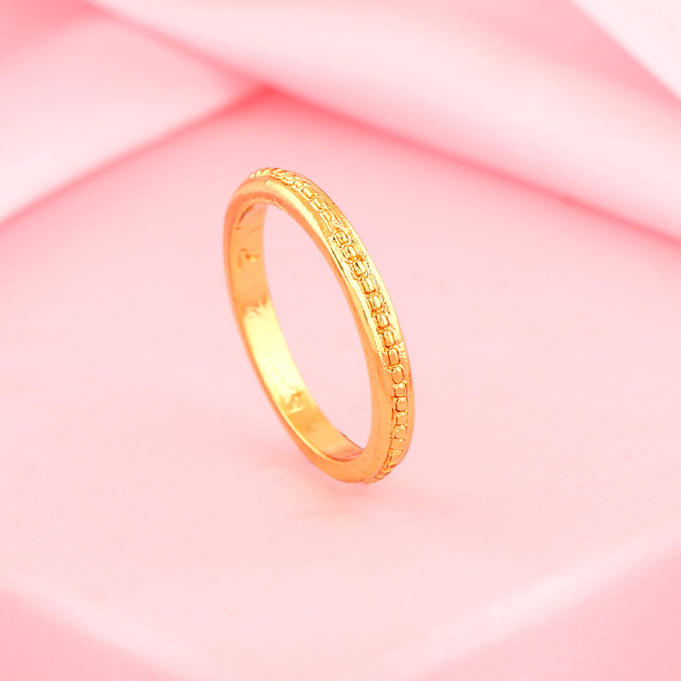 Estele Gold Plated Dotted Designer Finger Ring for Women