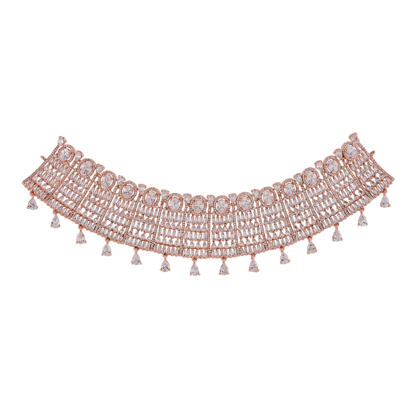 Estele Rose Gold Plated CZ Glamorous Necklace Set for Women