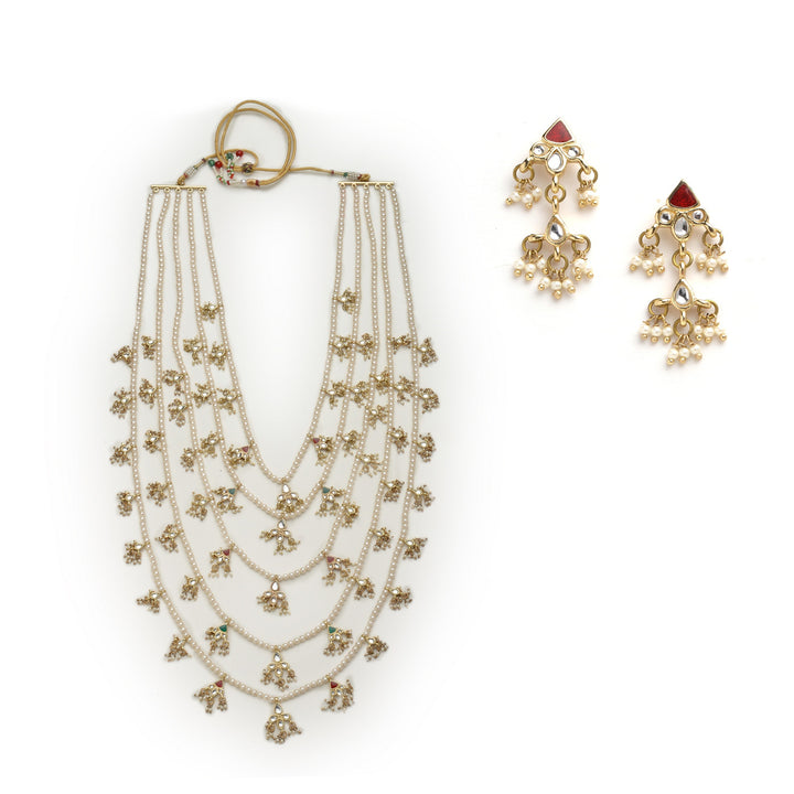 Estele 24 Carat Gold plated Regal Pearl And Kundan Panchlada