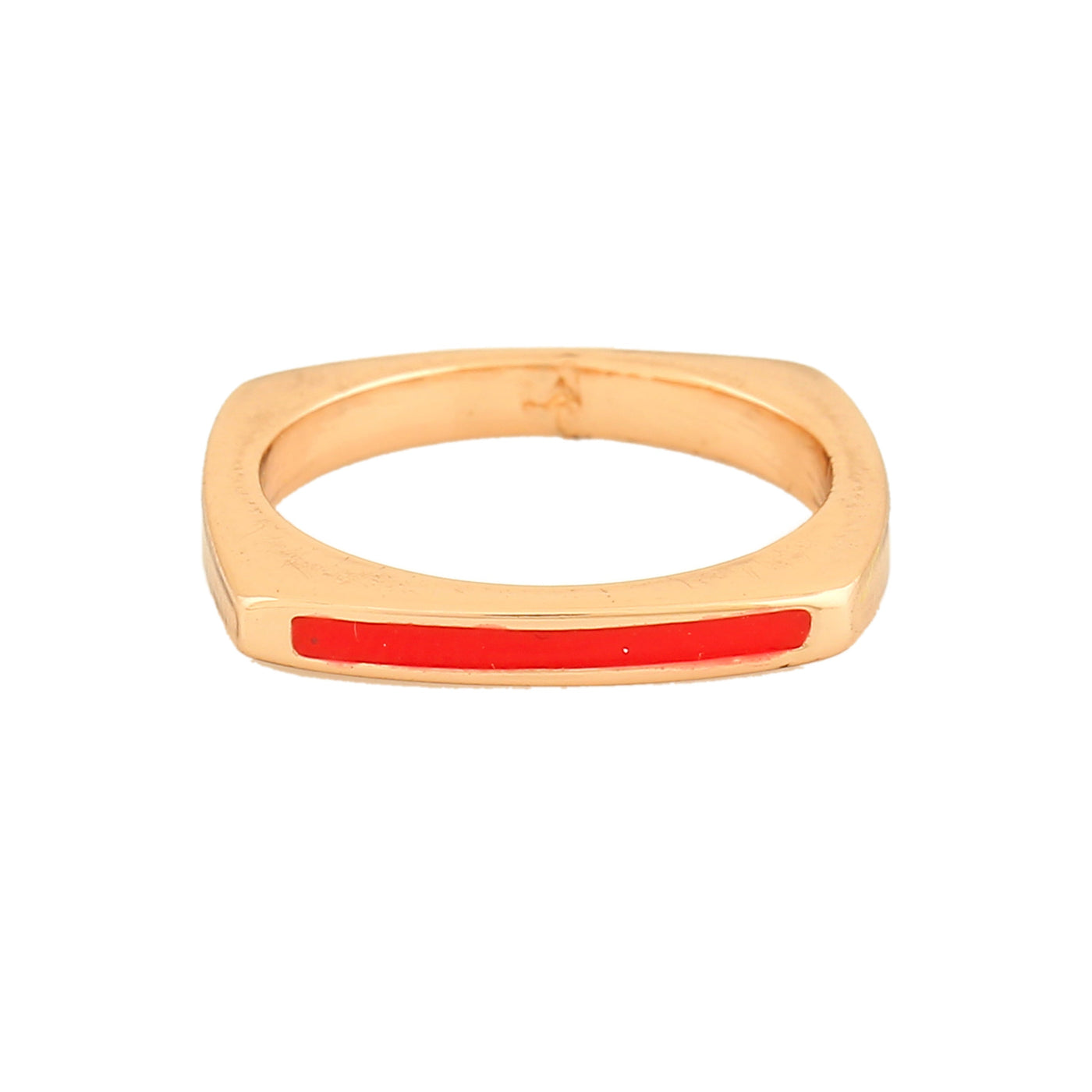 Estele Rose Gold Plated Stunning Finger Ring with Red Enamel for Women