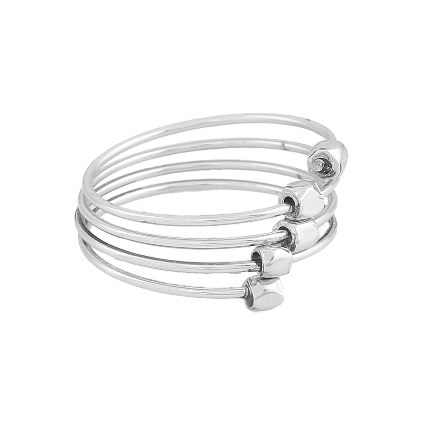 Estele Rhodium Plated Twisted Loop Finger Ring for Women