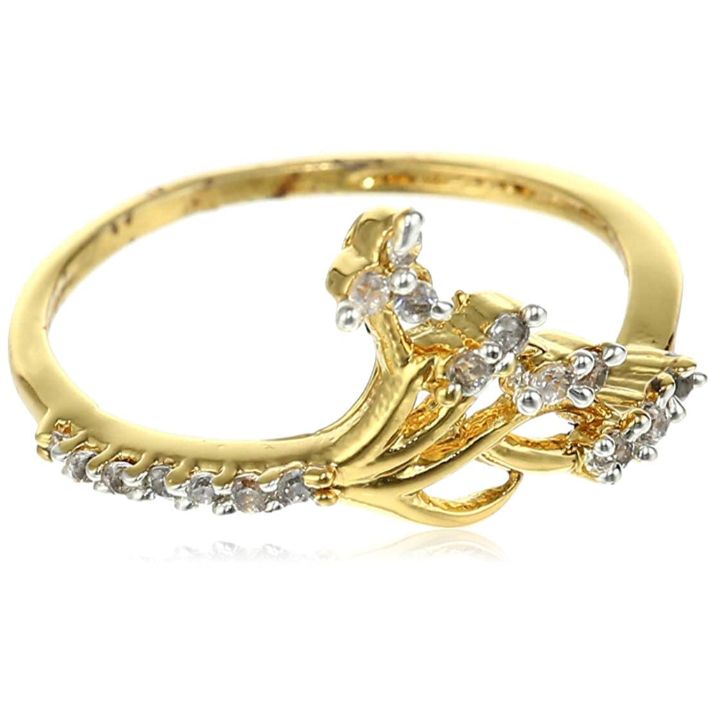 Estele gold plated fancy american diamond studded ring for women( non adjustable)