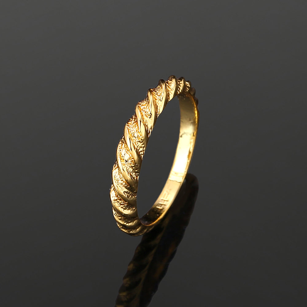 Buy Estele Gold Plated Twisted Textured Finger Ring for Women Online