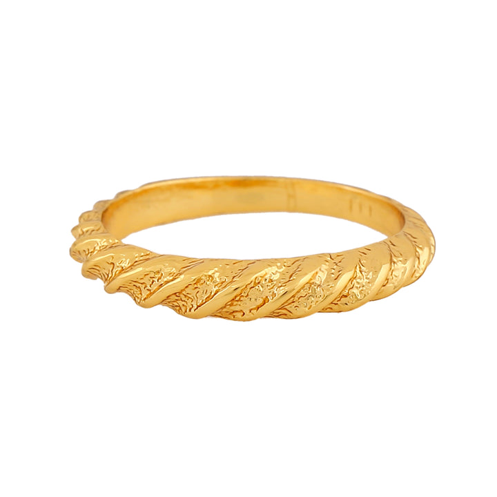 Estele Gold Plated Twisted Textured Finger Ring for Women