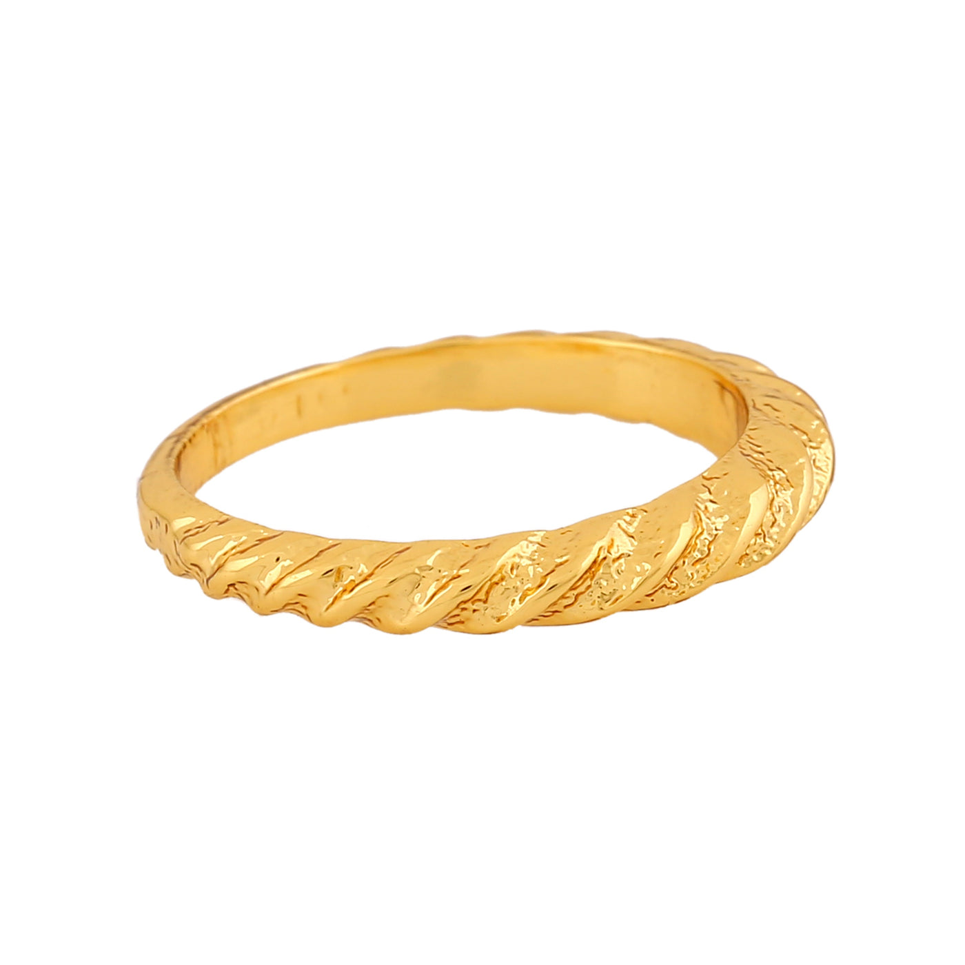 Estele Gold Plated Twisted Textured Finger Ring for Women