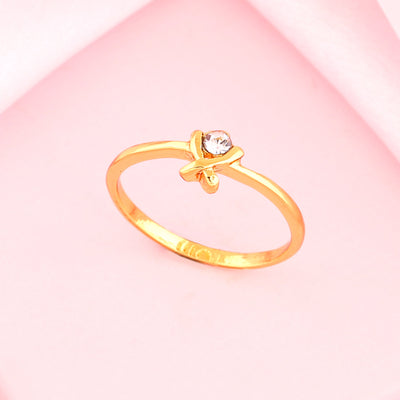 Estele Gold Plated Lovely Finger Ring with Crystals for Women