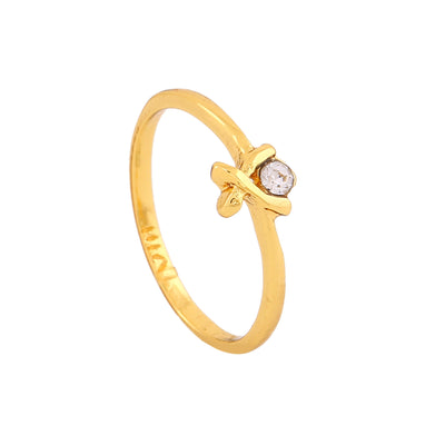 Estele Gold Plated Lovely Finger Ring with Crystals for Women