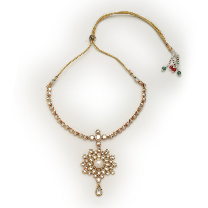 Estele - Antique Gold Plated Traditional Kundan Necklace Set for Women