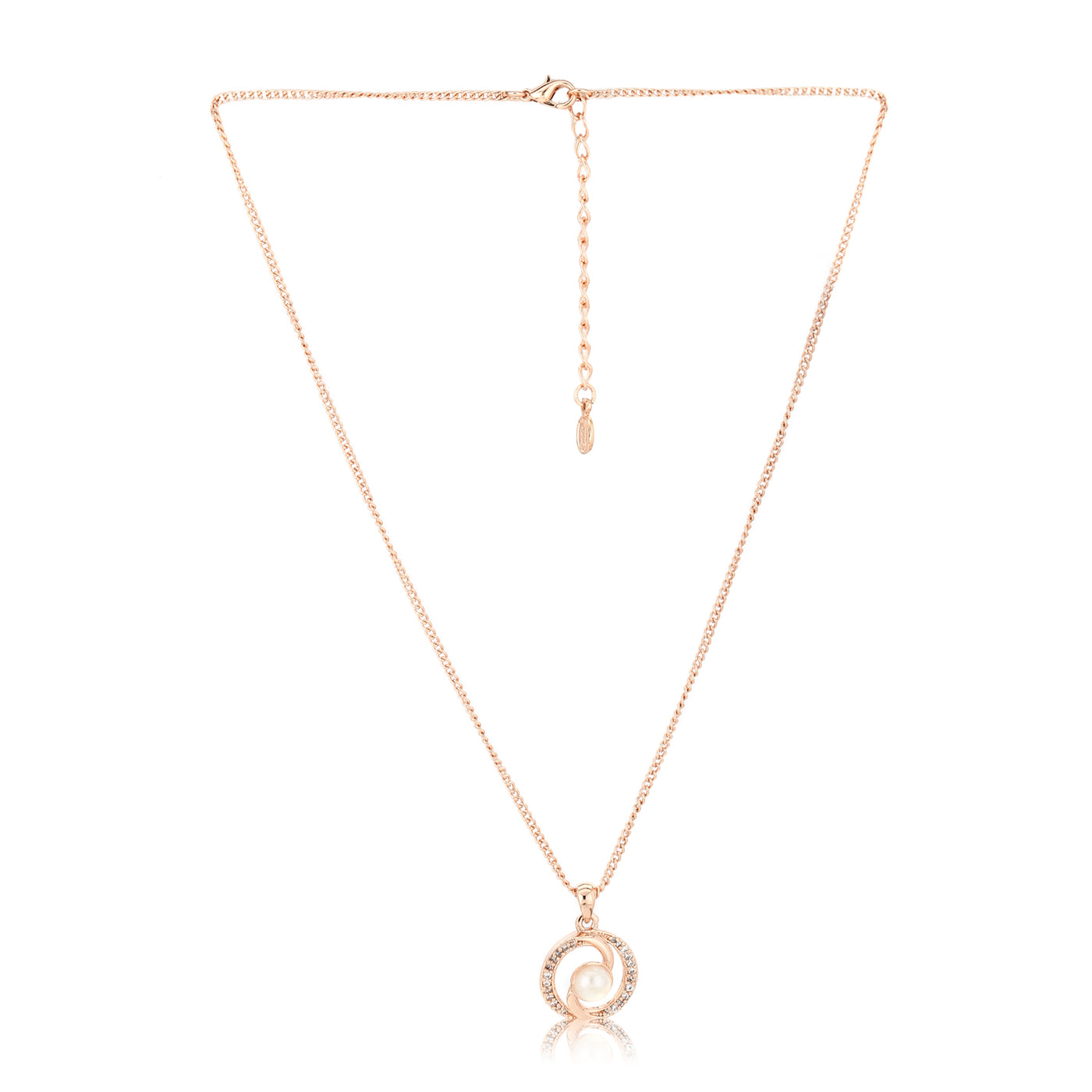 Rose Gold Pearl With Ad Stone Necklace