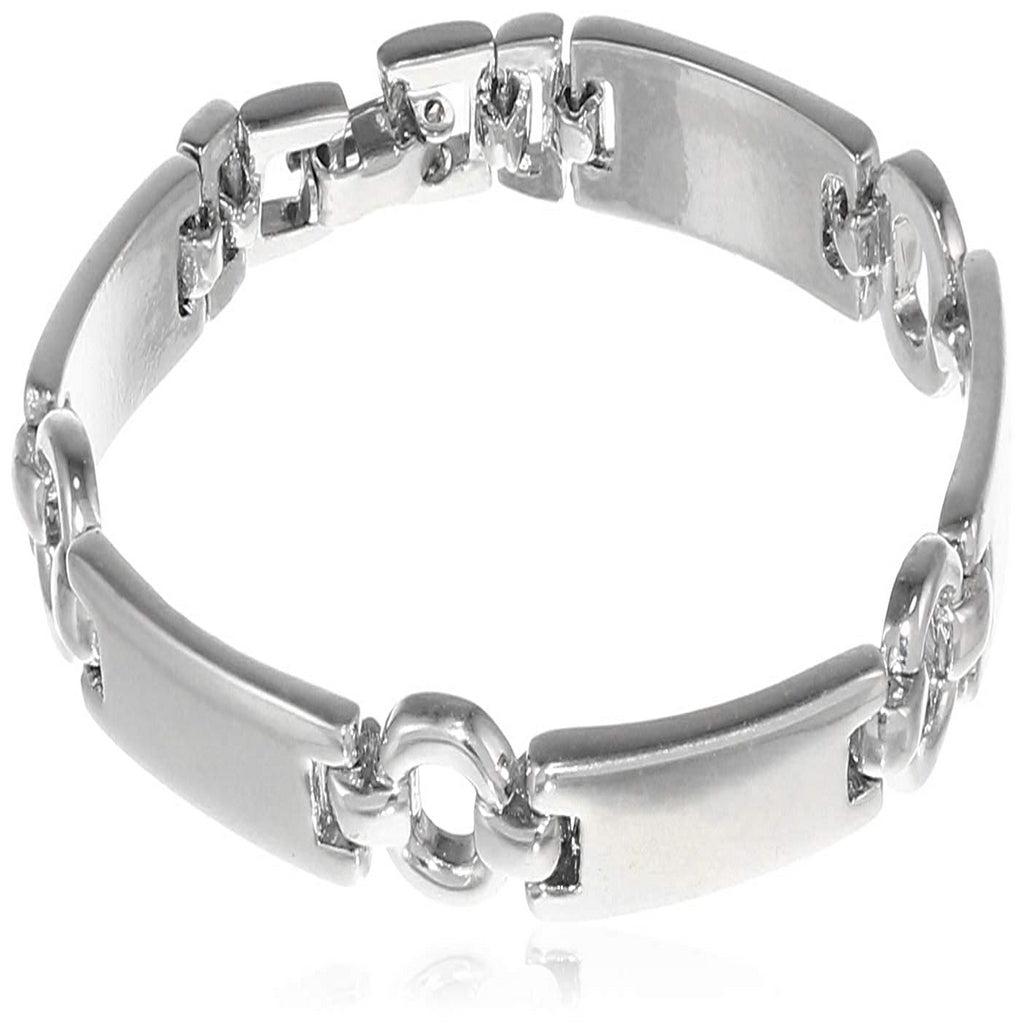 Estele Rhodium plated Violet Stone Rectangular Link Bracelet for Women