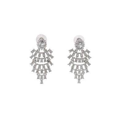 Estele Rhodium Plated CZ Sparkling Earrings for Women