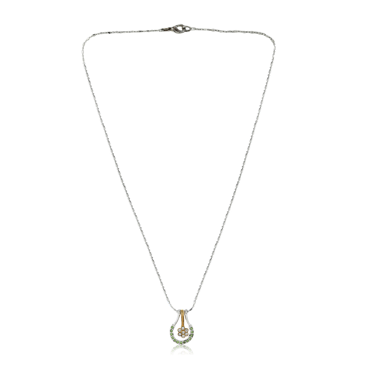 Green Stone Crystals Pendant with Chain