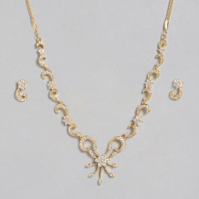 Stylish Gold plated American Diamond Nakshatra Swirl Necklace