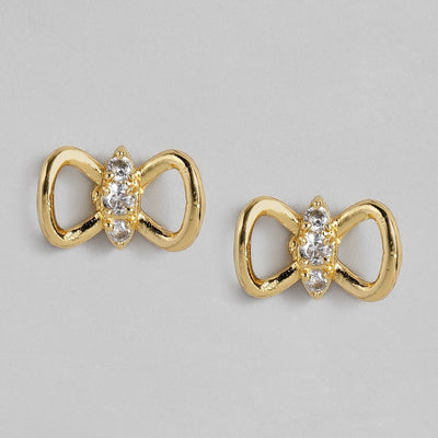 Estele Gold Plated American Diamond Infinity Stud Earrings for women