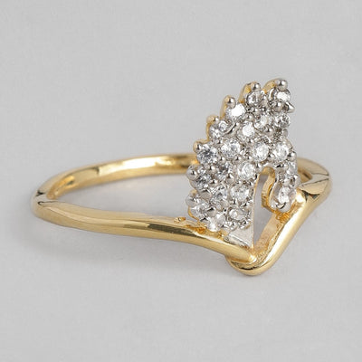 Estele Fancy american diamond studded petals designer ring for women( non adjustable)