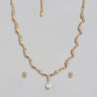Modern Gold plated American Diamond Star wave Necklace