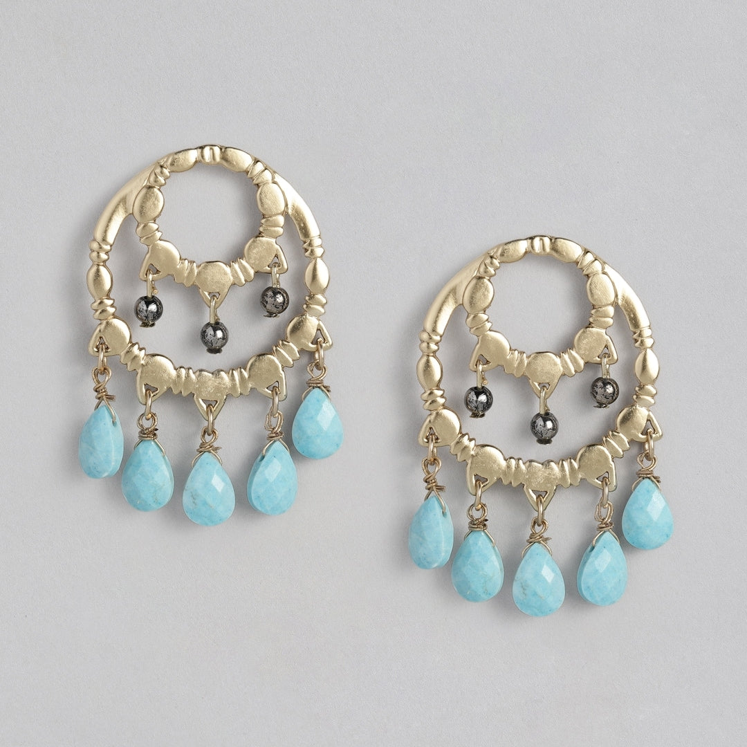 Estele Aqua colour bead partywear trending earrings for women