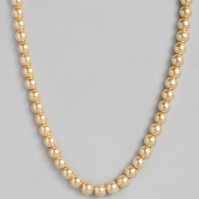 Estele Gold Plated Sparkling Single Line Pearl Necklace for Women