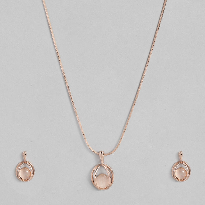 Estele 24 KT Rosegold Plated Fancy Shell Pendent Set for Women / Girls