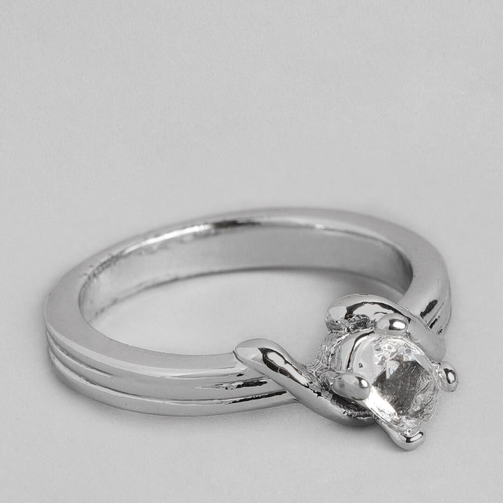 Estele Silver Band With White Stone For Women ( non adjustable)