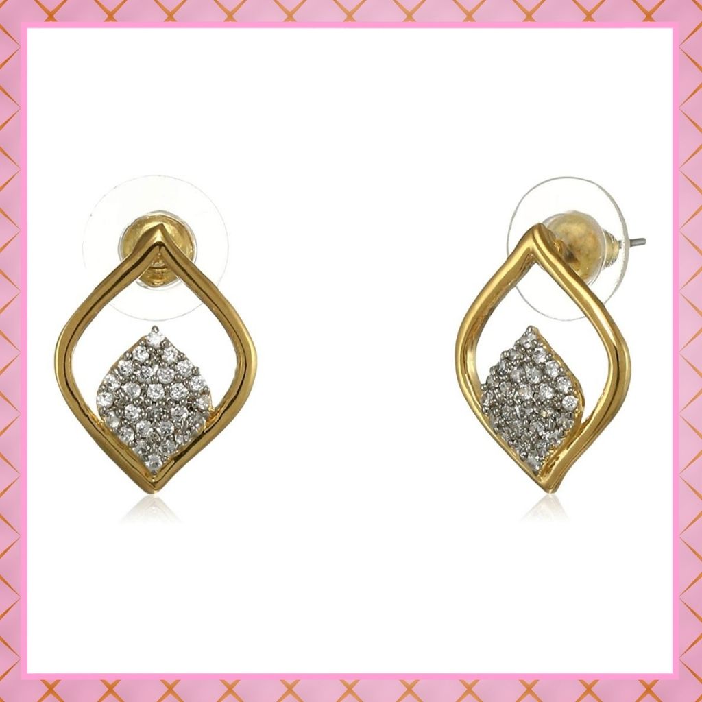 Estele Gold and Silver Plated American Diamond Jyoth Stud Earrings for women