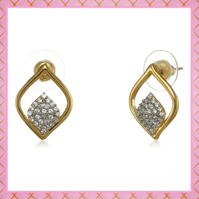 Gift Estele Gold and Silver Plated American Diamond Jyoth Stud Earrings for women