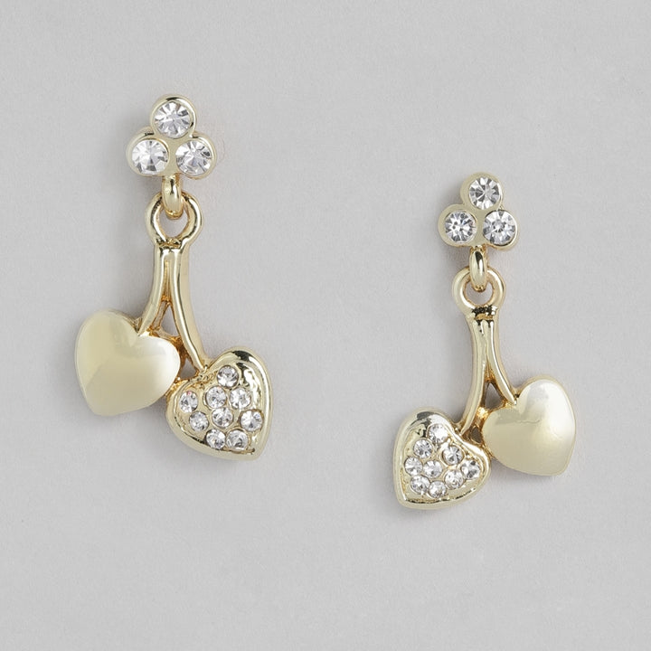 Estele Gold Plated Cherry Hearts Drop Earrings for women