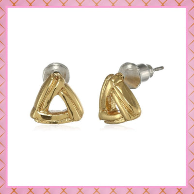 Estele 24 Kt Gold Plated Ribbed Triangle Stud Earrings for women