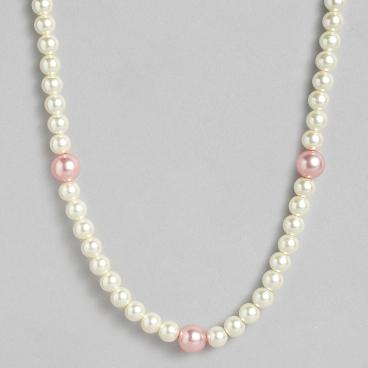 Handcrafted One Line White and Pink Flux Pearl Necklace