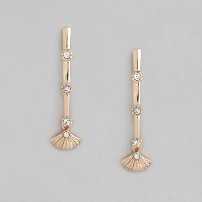 Estele Rose Gold Plated Crystal studded Sugarcane Dangle Earrings for women